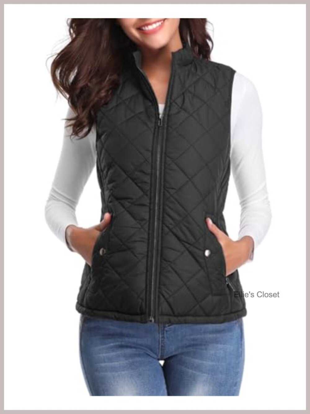 Quilted Puffer Vest Lightweight Zip-Up Sleeveless Gilet Stand Collar Layer